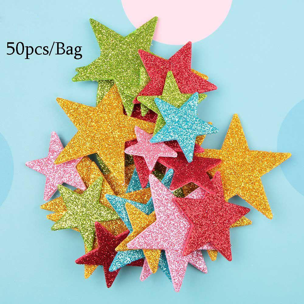 Mixed Size Color Star Heart Shapes Foam Glitter Party Stickers Wedding Decoration