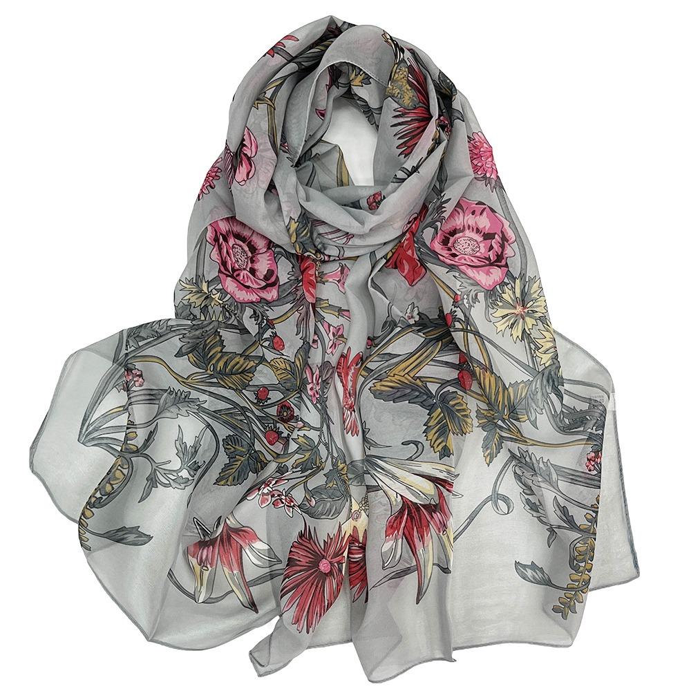 Sun-Resistant Silk Scarf Breathable Long Wraps Portable Beach Shawl for Women
