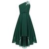 Kids Girls One Shoulder Sleeveless Bridesmaid Dress High Waist Party Dress for Evening Proms Gowns