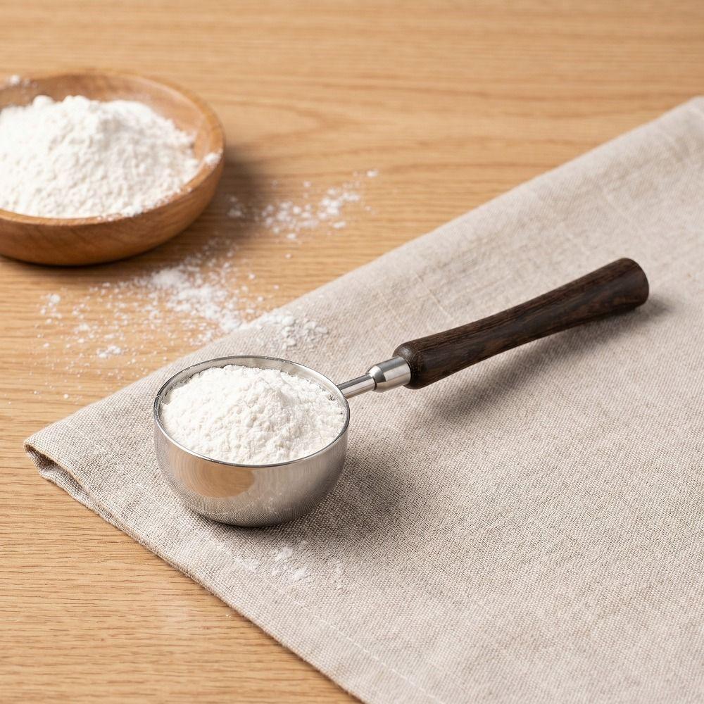 Wood Handle Coffee Measuring Spoon 30ML Coffee Sugar Scoop Kitchen Tools
