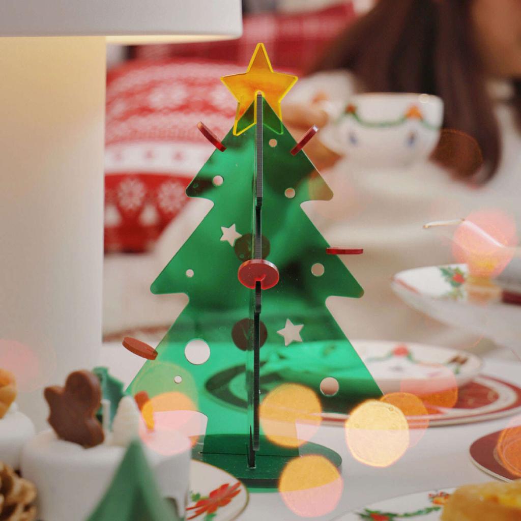 Акриловая новогодняя елка DIY Kit Мини Простая установка Настольная новогодняя елка для украшения подарка M 145x195 мм