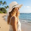 Colorful Weave Hat Wide Brim Women's Sun Hat Fashion Bow Straw Hat  Travel