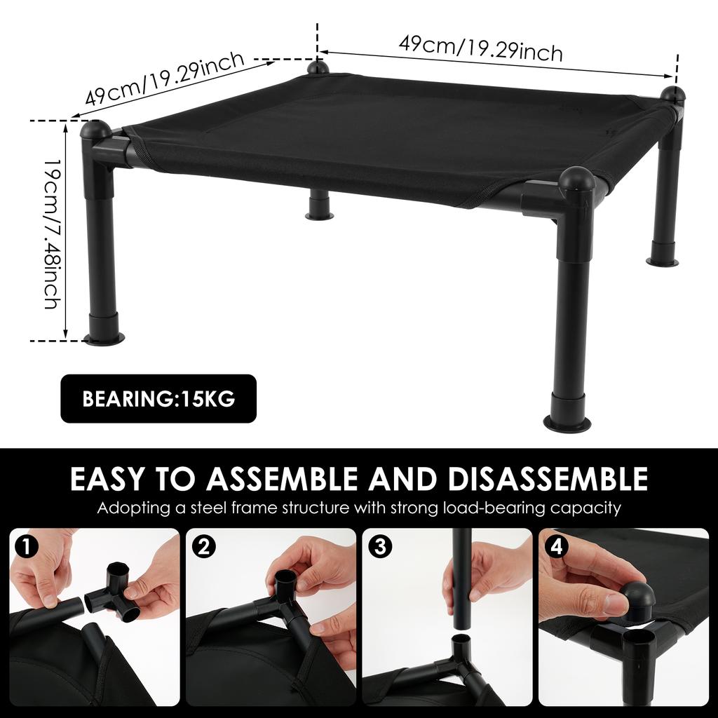 49cm Elevated Dog Bed Portable Breathable Raised Outdoor Pets Bed Steel Frame Durable Camping Cat House for Outdoor Indoor Use