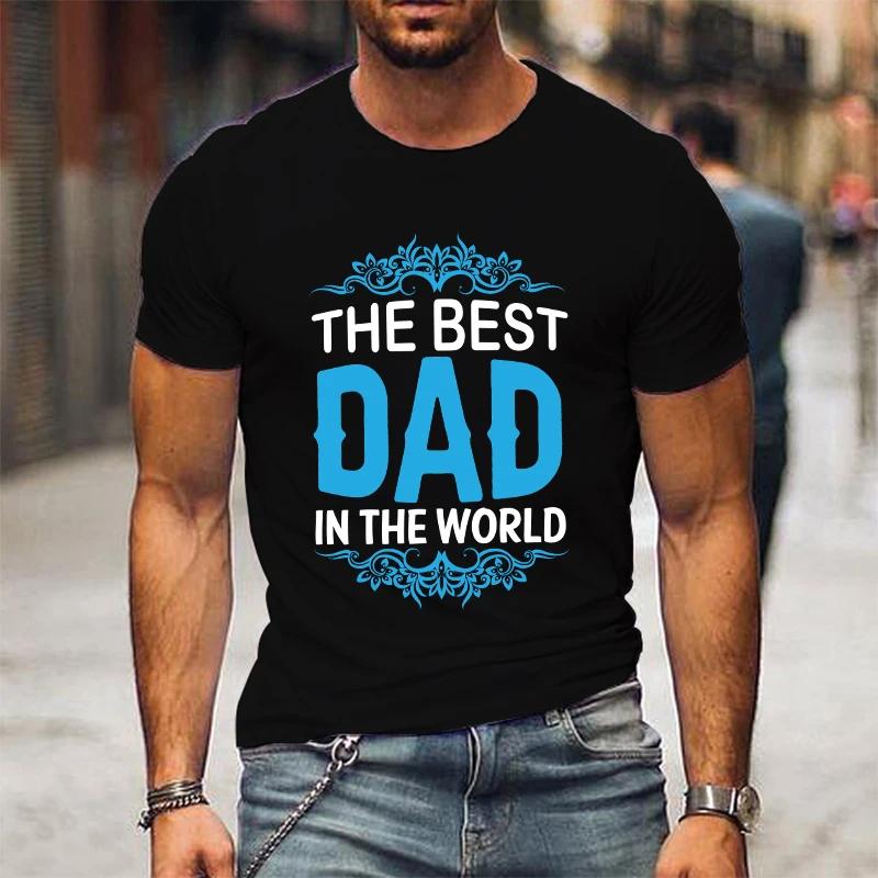 Hot The Best Dad In The World Father'S Day Graphic Short Sleeve T-Shirts For Men Shirts Loose T-Shirt Casual Summer T-Shirts
