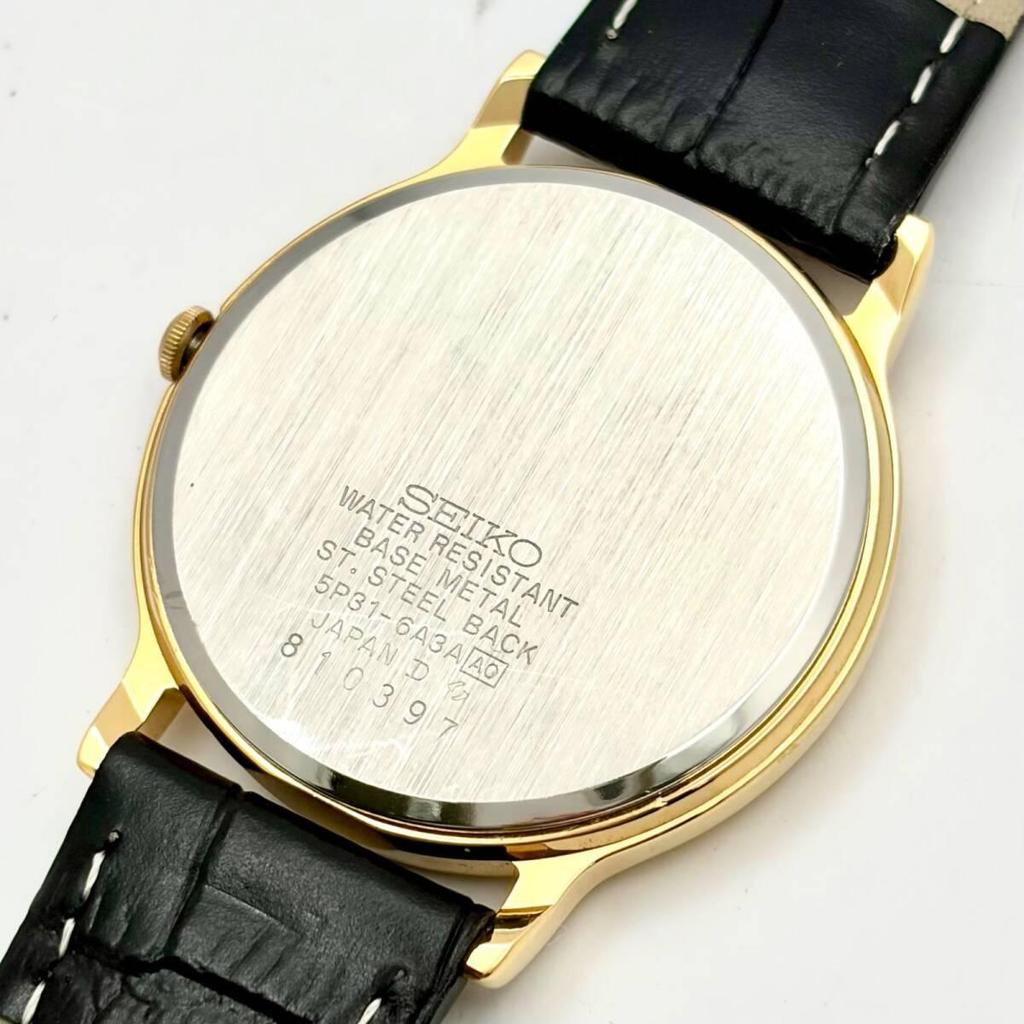[Новая батарея] Мужские часы SEIKO Золотые 5P31-6A3A 810397 Новый ремешок