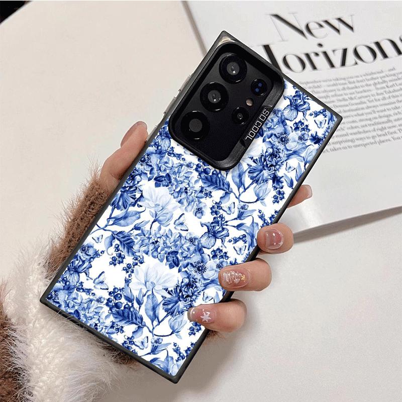 Ударопрочный чехол для телефона с узором из сине-белого фарфора для Samsung Galaxy S26 Edge S25 Ultra S24 FE S23 Plus S21 Защита от падения
