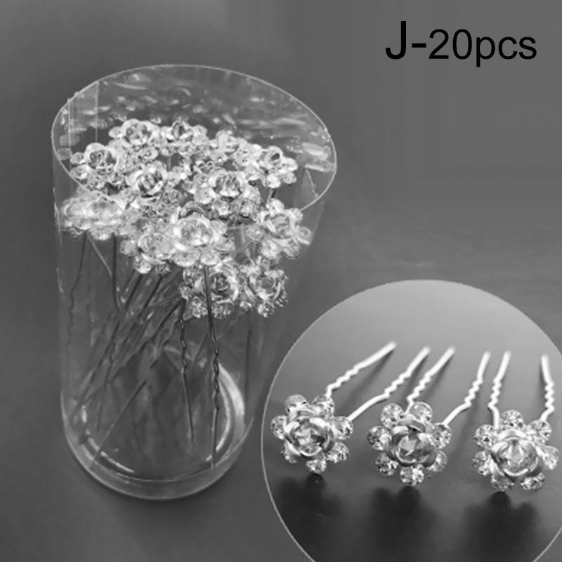 20 шт. свадебные шпильки модные стразы роза цветок заколки для волос головной убор U-образные заколки заколки для волос палочка для волос