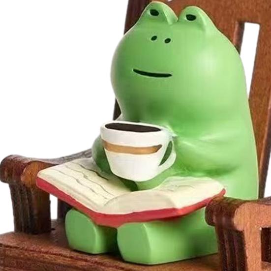 Мини-статуэтка лягушки, скульптура лягушки из смолы с креслом-качалкой, маленькая лечебная лягушка, украшение для салона автомобиля, домашнего офиса, рабочего стола