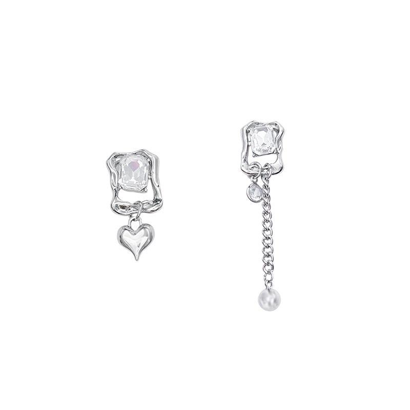 Серебряная Игла Нишевый Дизайн Асимметричные Серьги-Цепочки с Кисточками, Сладкие и Крутые Серьги Geometric Spice Girl, Персонализированные Серьги для Женщин