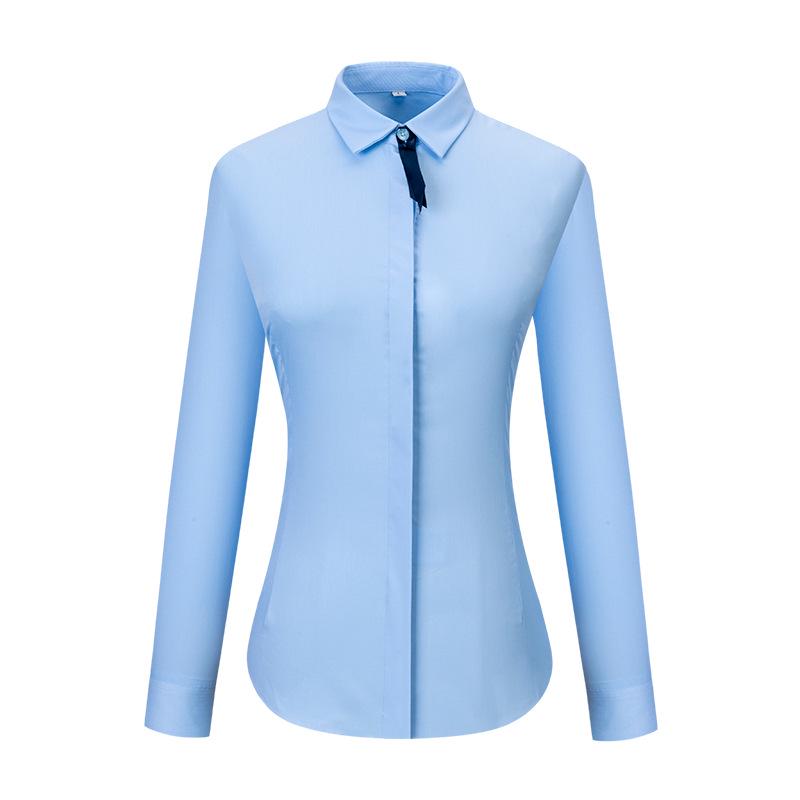 «Женская профессиональная рубашка облегающего кроя с длинным рукавом 2025 года — однотонная, микроэластичная, для весны и осени»