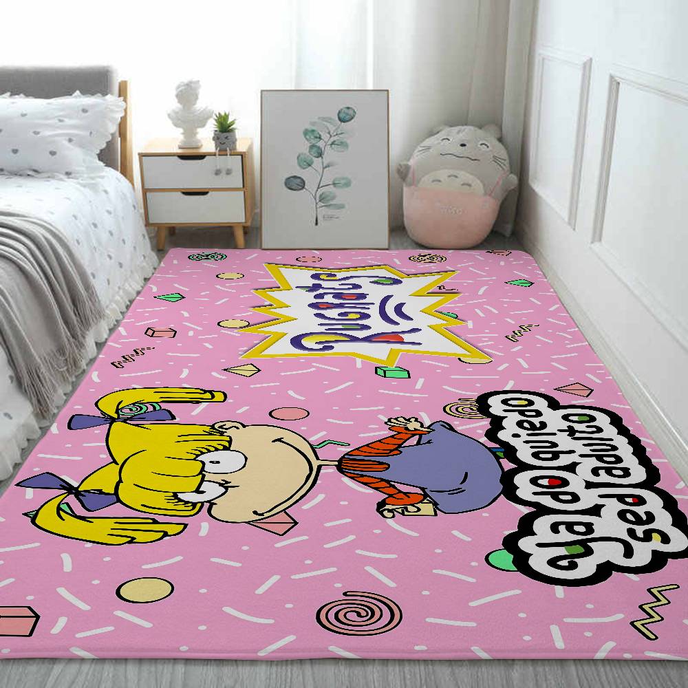 Cartoon Funny R-Rugrats Floor Mat Printed Flannel , Suitable For Bathrooms, Kitchens, Entrances, And Other Decorate Home