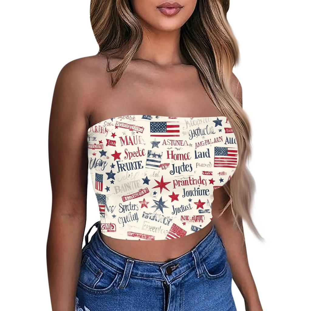 Crop Tops For Women Sexy Cami Tank Summer Tube Sleeveless Printed Camisole Shirt Vest