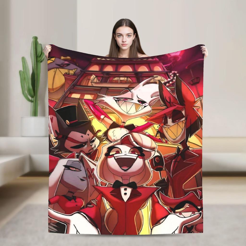 Cartoon H-Hazbin HotelS Flannel Blanket Winter Warm Soft Bedding Throws for Child Home Decor Funny Bedspread Sofa Bed Cover
