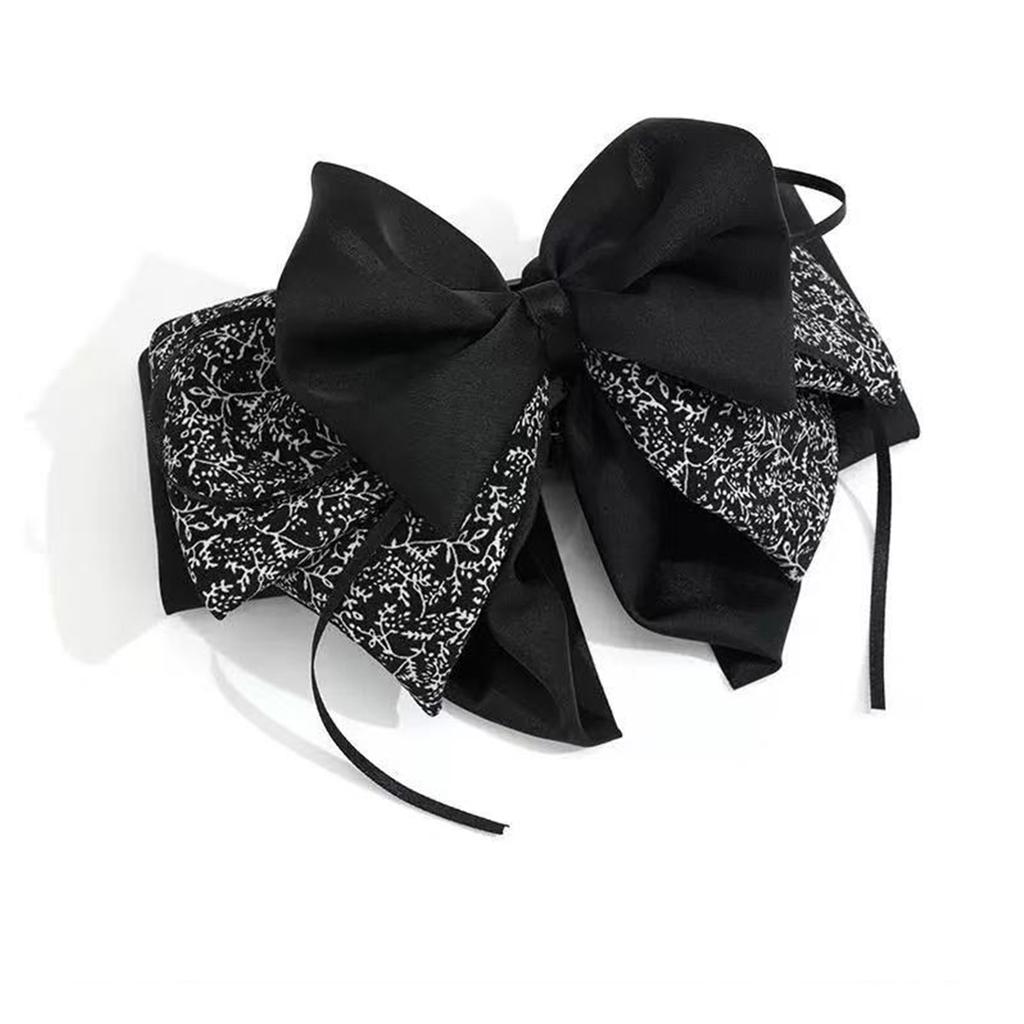1pc Retro Floral Simple Spliced Bow Hairpin New Fashion Ponytail Clip Satin Korean Style Elegant Hair Claw