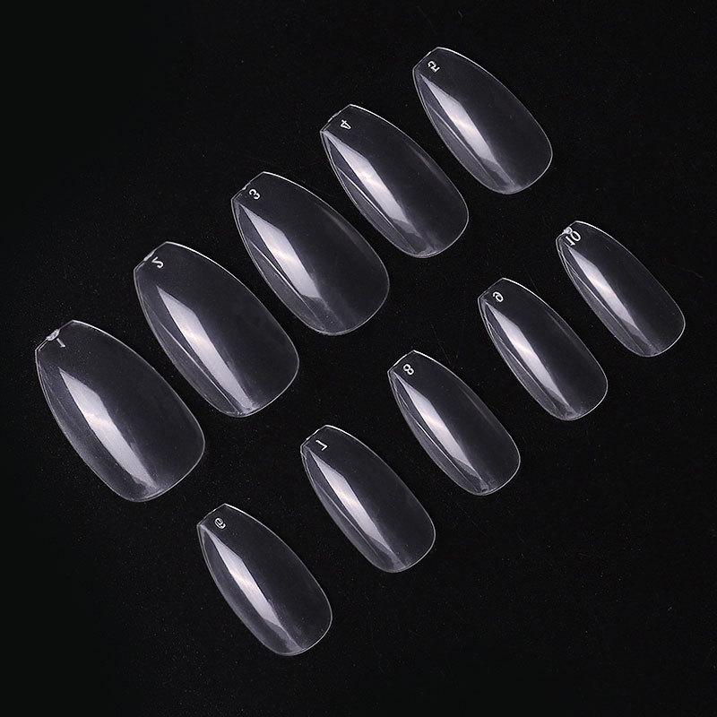 500pcs Gelly Tips Soft Gel Nail Extension System Full Cover Pre-shaped Sculpted Long Coffin Stiletto False Tip Bag