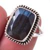 Кольцо из чистого серебра 925 пробы с натуральным лабрадоритом ручной работы, размер 7 P6i25