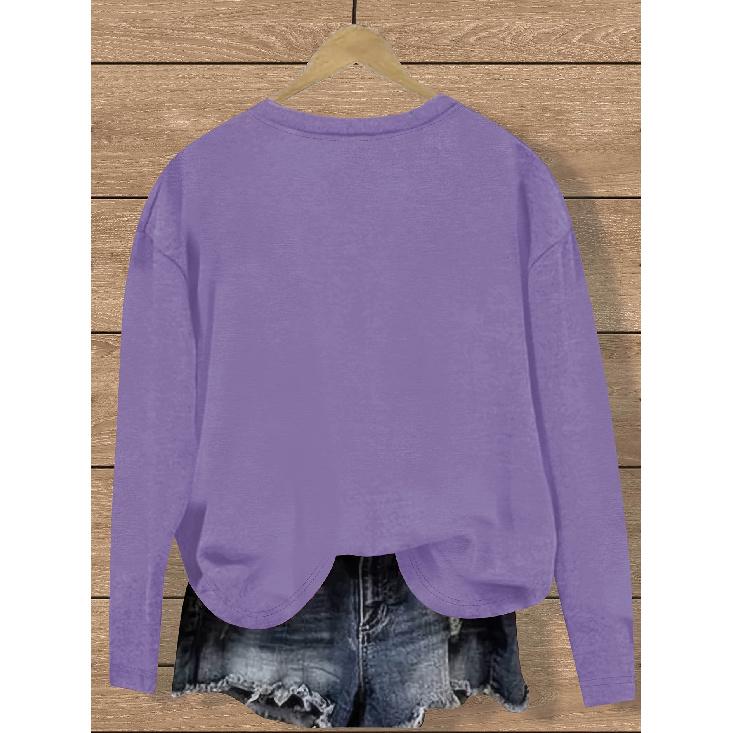 Simple and clean lines with English letter pattern print, fashionable and elegant women's casual sports-style top for spring, autumn, and winter,