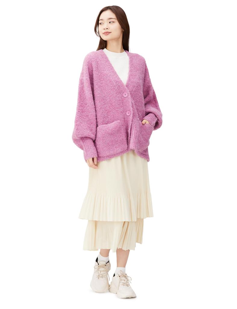 Emi Boucle Knit Pink Cardigan, 13WNT235052, Women's,