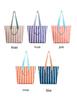 2026 Trendy Korean Color Block Stripe Large Tote Bag