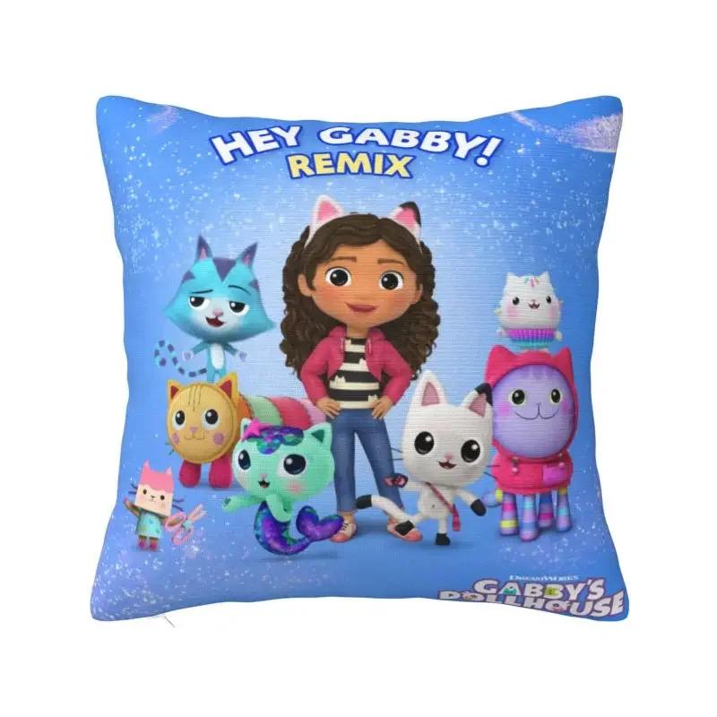 Gabbys Dollhouse Pillow Decoration Nordic Gabby Cat Pandy Paws Chair Cushion Square Pillowcase Cushion Cover 40x40cm 16x16Inch