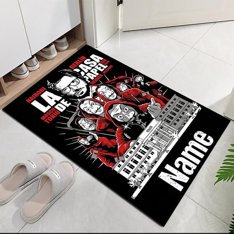 Custom Name La Casa De Papel Printed Carpet, Rug for Office Chair Living Room Bedroom Kitchen Room Decor Gifts.