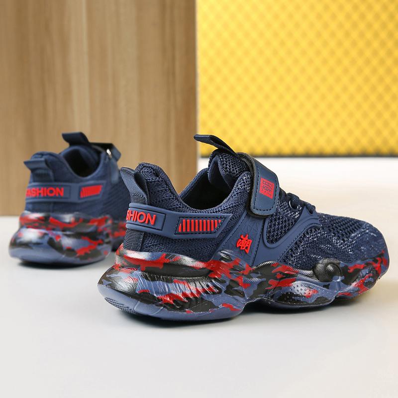 28-40 Детские Большие Размеры Модные Толстые Подошвы Fly Woven Камуфляжные Кроссовки Для Бега Спортивная и Повседневная Обувь