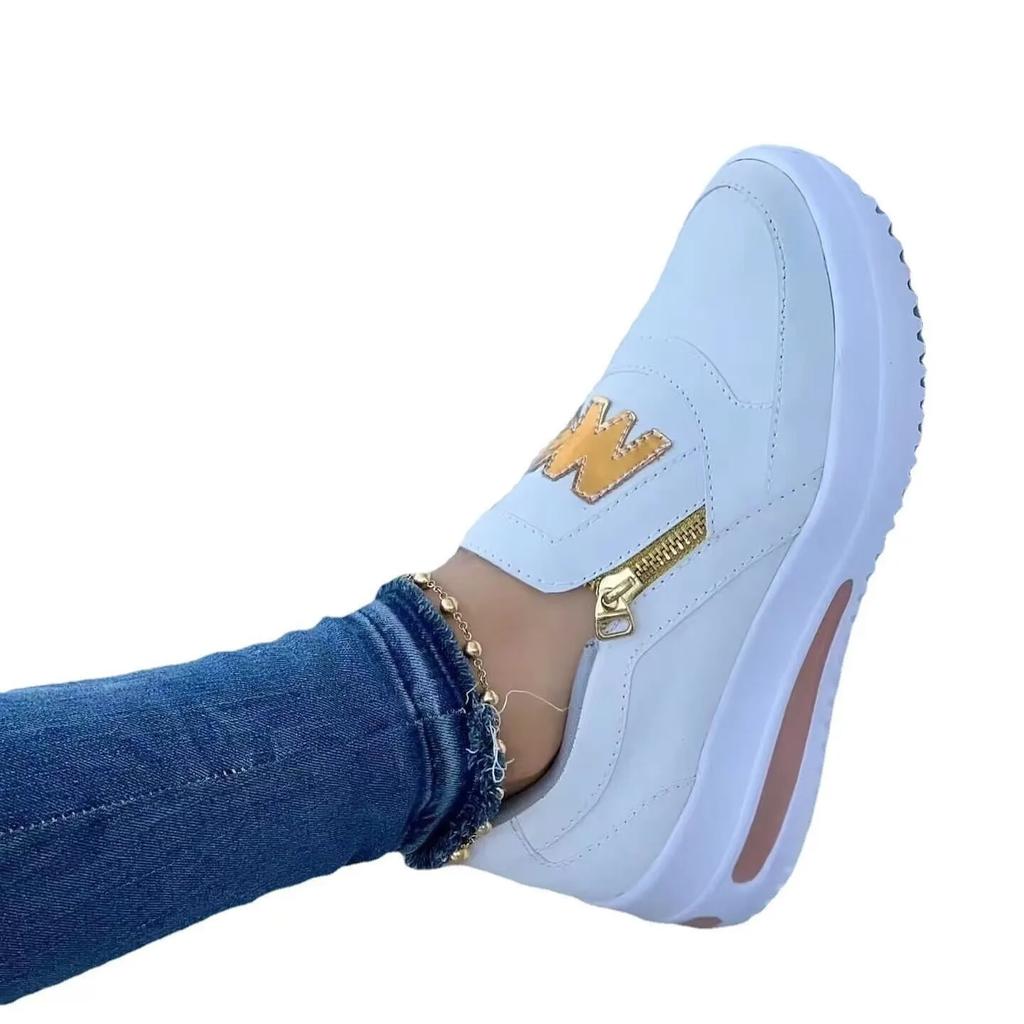 Женские повседневные кроссовки M Printed Side Zipper Platform Plus Size Vulcanized Shoes Zapatos De Mujer Sneakers Women Flats