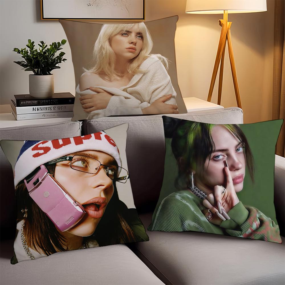 American Singer B-Billie E-Eilish Pillow Case Office Cushions Suitable For Sofa Car Bedroom Decorative Cushion Cover