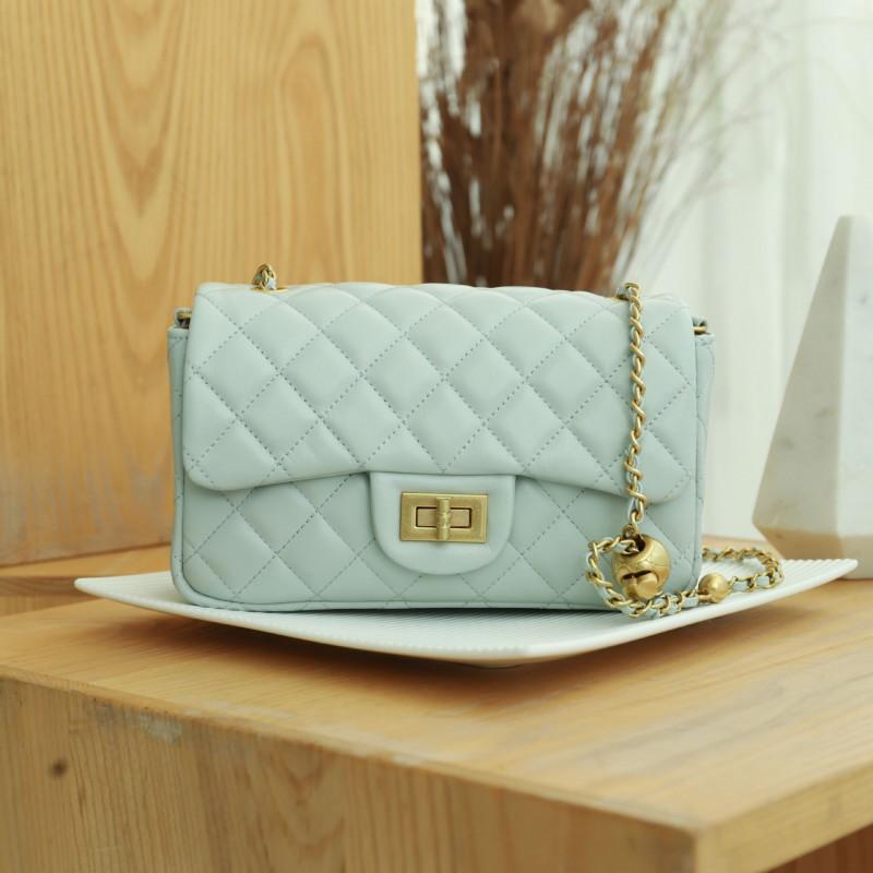 Bag Women's Style Authentic Leather Fashionable Diamond-shaped Square Fat Chain Single-shoulder Crossbody