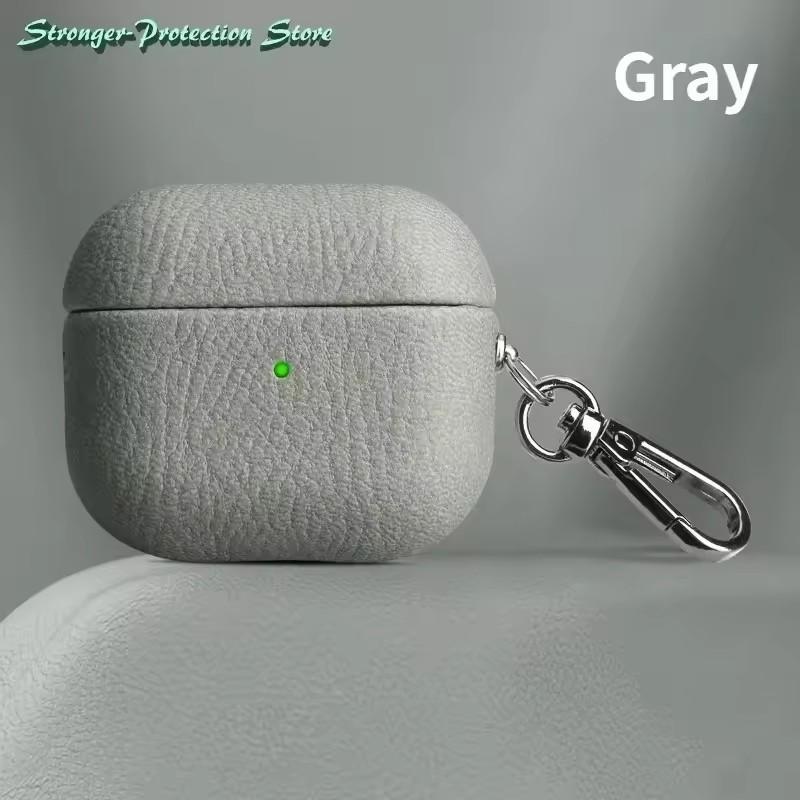 Натуральная Кожа Для Чехла AirPods Pro 3 AirPods Pro 2 Airpods 4 Airpods 1/2 3 Обложка Узор Личи Коровья Кожа С Пряжкой