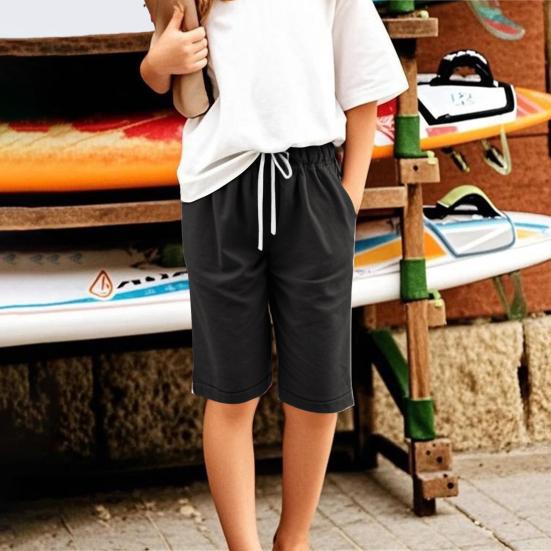Девочка Летние Шорты Эластичная Талия Регулируемый Шнурок Повседневные Шорты с Карманами Свободного Кроя Широкие Шорты