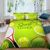 Tennis Bedding Set Full Size Sports Theme Comforter Cover Tennis Lover Duvet Cover Ball Games Yellow Black White Quilt Cover