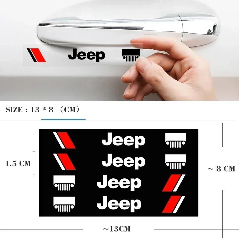 4Pcs Decorative Car Door Handle Vinyl Decal Sticker for Jeep Renegade Wrangler JK JL Grand Cherokee Compass Auto Exterior Parts