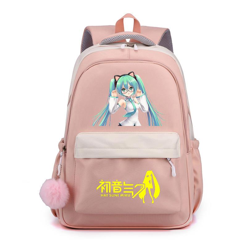 Аниме Периферийные товары Hatsune Future Школьный рюкзак Рюкзак Мультяшный рюкзак Конфетный цвет Большая вместимость Студенческий школьный рюкзак Канцелярские товары