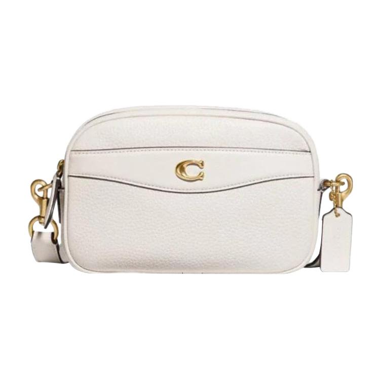New COACH Jamie Extremely Soft Textured Leather Camera Bag Shoulder Bag Crossbody Bag Small Size Women's Chalk White CC386-B4HA