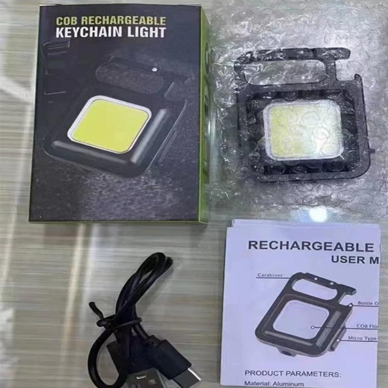 Pocket Flashlight Mini LED USB Rechargeable Keychain Light Work Light Portable Outdoor Camping Hiking COB Lantern