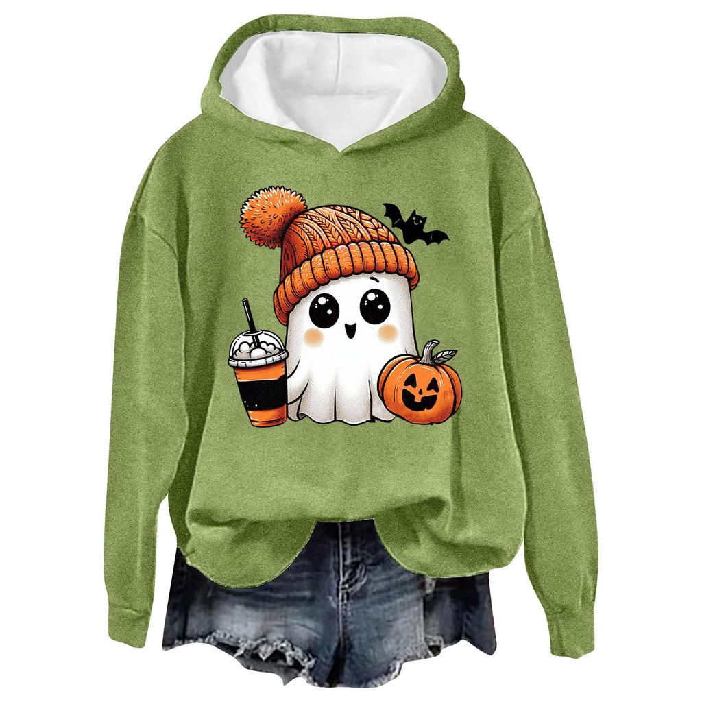Женская модная повседневная толстовка с капюшоном и длинными рукавами с принтом букв на Хэллоуин