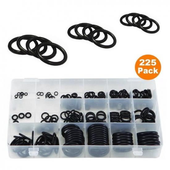 225pcs Auto Car Black Rubber O Ring O-Ring Washer Seals Gasket Assortment Kit