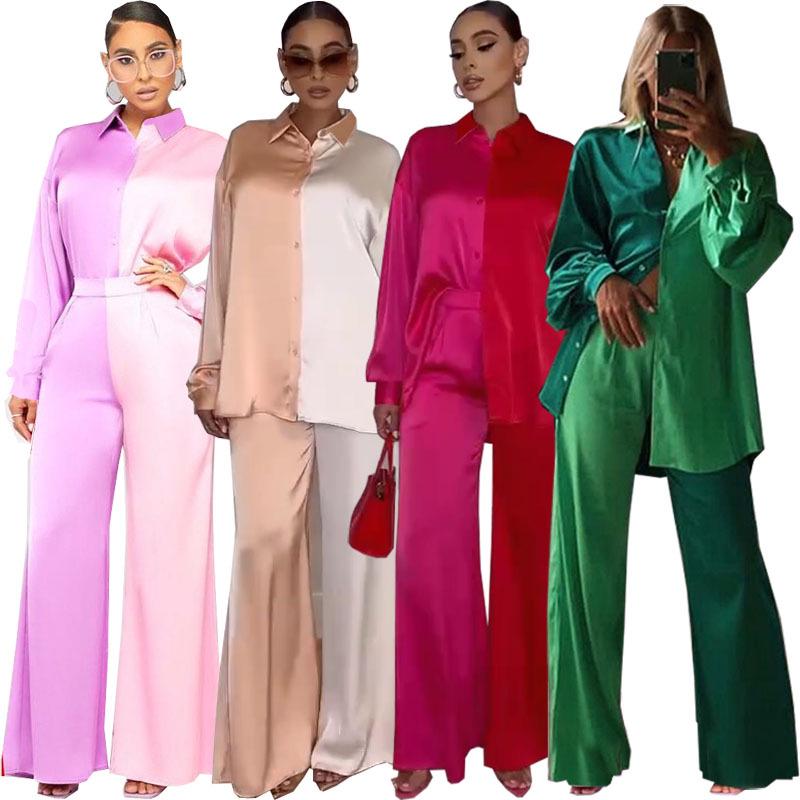 Женский двухцветный комплект топ и брюки с африканским принтом 2023