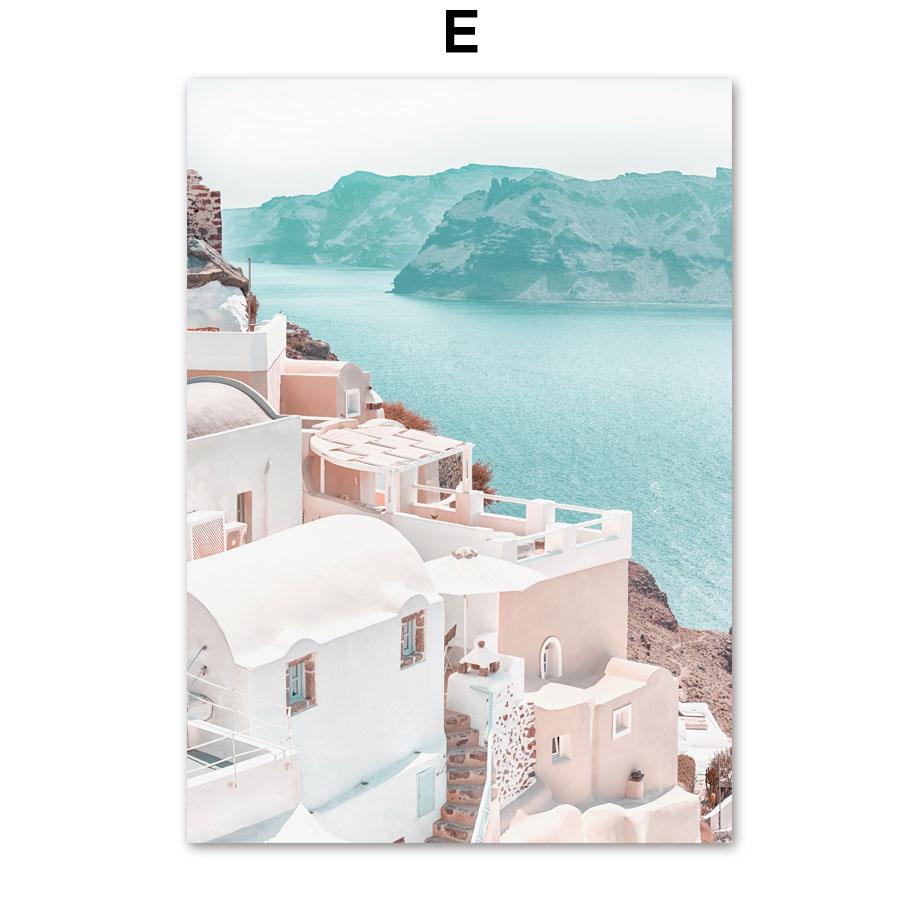 Santorini Greece Island Aegean Sea Sakura Wall Art Canvas Painting Nordic Posters And Prints Wall Pictures For Living Room Decor