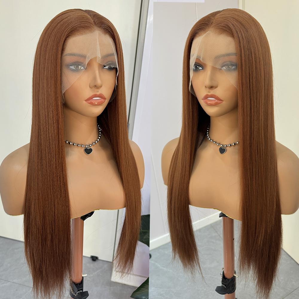 Brown Wig Long Straight Synthetic Lace Front Wigs Light Brown Straight Lace Wigs for Women Chocolate Brown Ready to Wear Cosplay