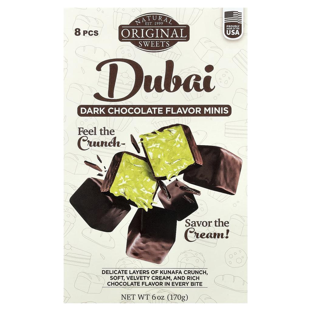 Original Natural Sweets, Dubai Dark Chocolate Minis, 8 pieces, 170g (6oz)