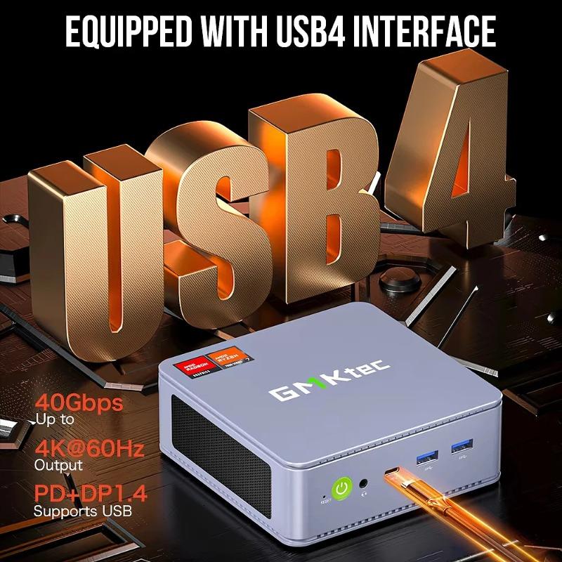 GMKtec K6 Mini PC AMD R7-7840HS 8C/16T 16 Go RAM 512 Go PCIe 4.0 SSD Mini ordinateur de bureau Fenêtre 11 Pro WiFi 6E/BTstimule Type-C
