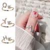 Women Casual Adjustable A-Z Letter Initial Name Alphabet Rings Rhinestone Elegant New Stackable Ring Gift Jewelry