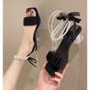 Fashion French Evening Wind Niche Pearl High-heeled Sandals Women's Summer 2025 New Middle Heel Fairy Wind Super Fire Fashion Sandals