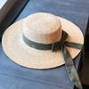 Весенне-летняя соломенная шляпа с широкими полями в стиле ретро, летняя шляпа с плоскими полями для защиты от солнца, шляпа для отпуска, элегантная шляпа с бантом в стиле Хепберн
