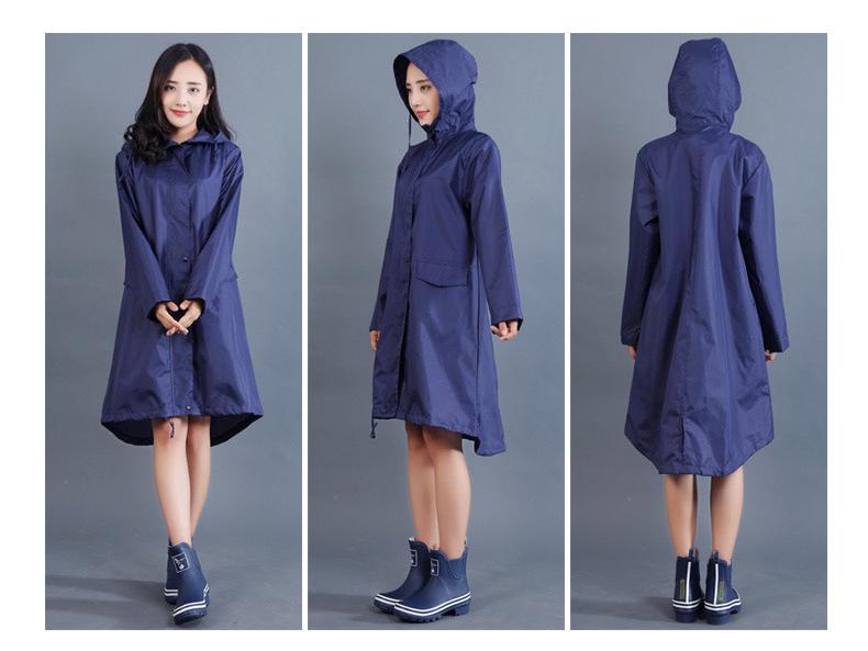 Women's Long-Length Cute Raincoat - Lightweight, Waterproof, Breathable Poncho for Hiking and Japanese Fashion Style.