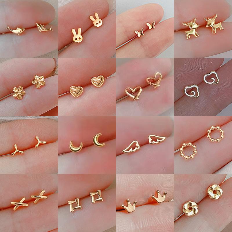 925 Silver Needles Gold Color Simple Small Butterfly Stud Earrings for Women Hypoallergenic Daily Wear Ear Girls Pierc Gifts