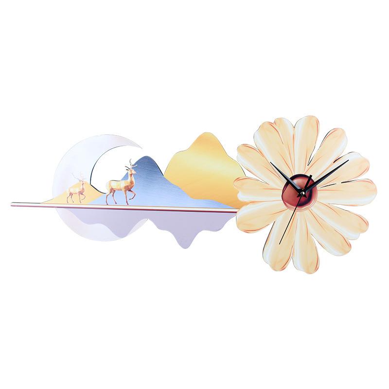 New Clock Living Room Creative New Chinese Style Wall Clock Restaurant Decoration Painting Dining Table Silent Clock Wall Hanging