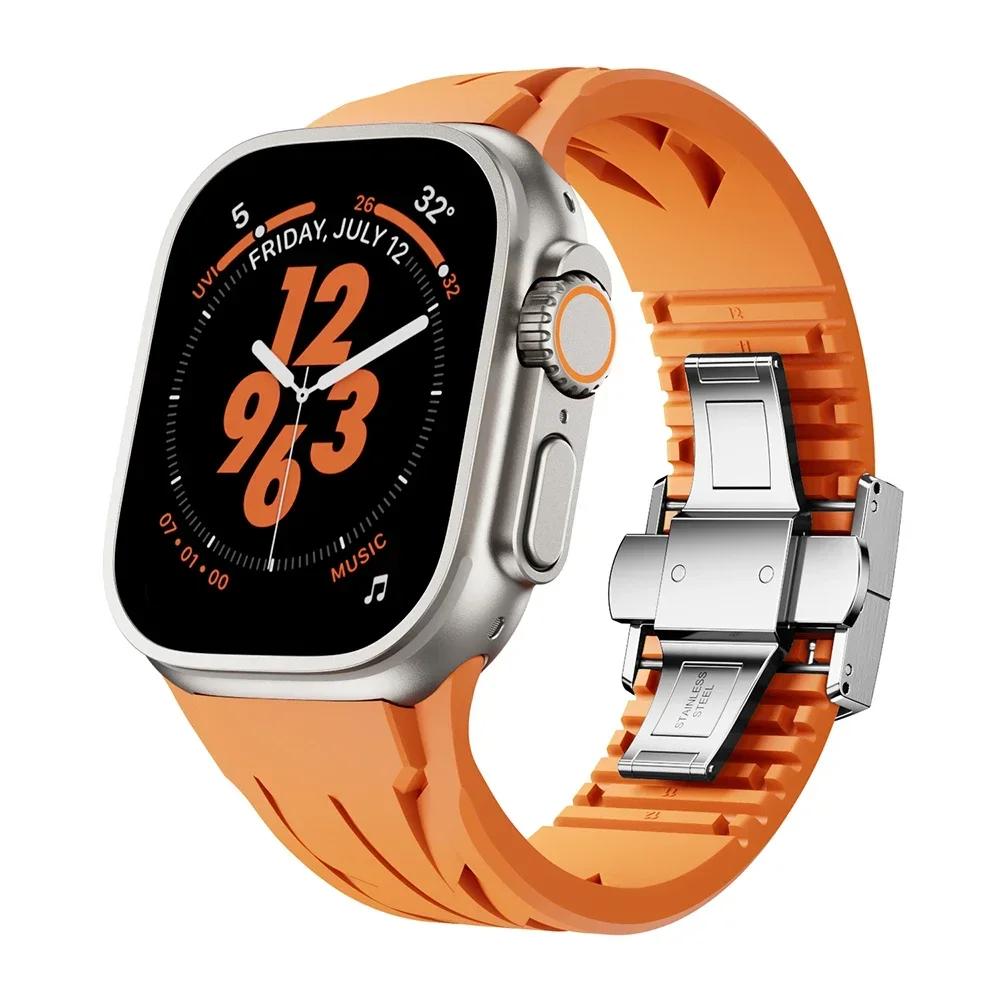 Силиконовый ремешок для Apple Watch Ultra 2 49 мм 10 46 мм 9 8 7 45 мм 44 мм Премиальный браслет для Iwatch Серии 6 5 4 Se Ремень, обрезаемый по размеру